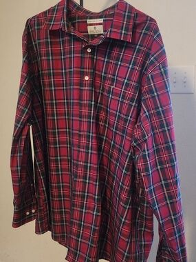 Oak Hill Red Plaid Casual Button-Down Shirt